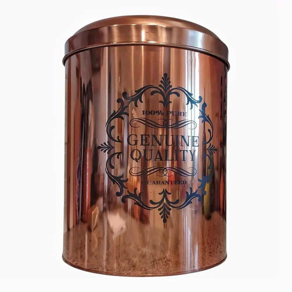 Copper Canister Home Decor Storage Container with Lid Kitchen Bathroom Trashcan